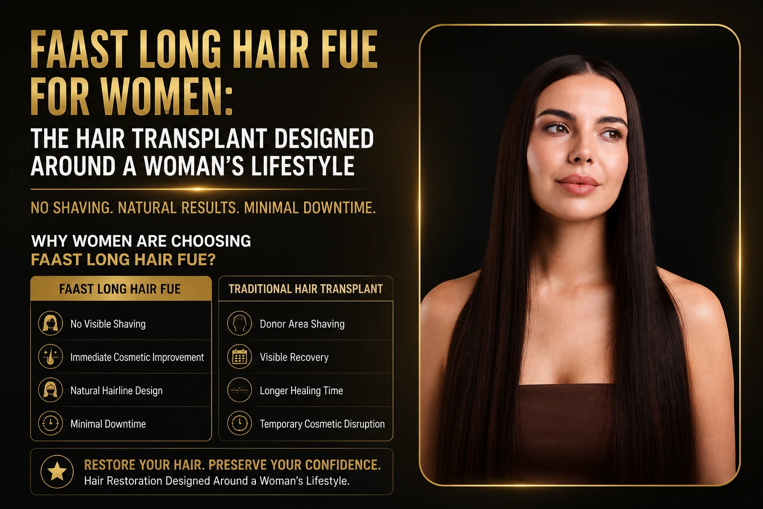 FAAST Long Hair FUE for Women: The Hair Transplant Designed Around a Woman's Lifestyle