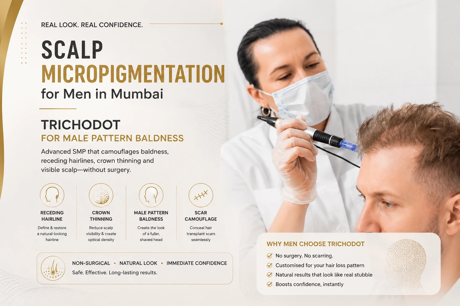 Scalp Micropigmentation for Men in Mumbai: TrichoDot for Male Pattern Baldness | The Éterne Clinic