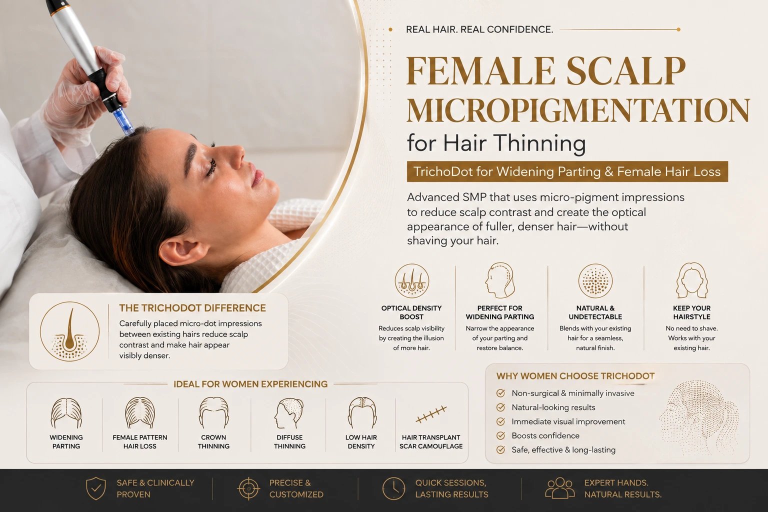 Scalp Micropigmentation for Women in Mumbai: TrichoDot for Female Hair Loss | The Éterne Clinic